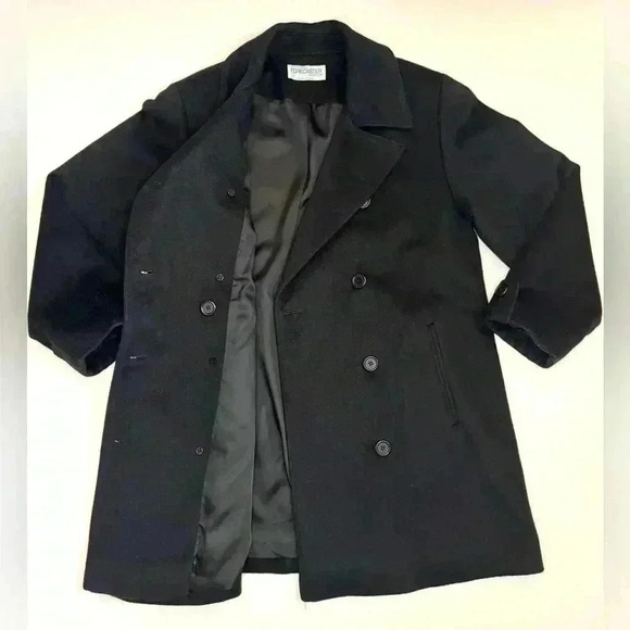 Forecaster Of Boston Women’s Pea Coat Jacket Black Wool Double Breasted Size- 8 - Picture 4 of 12